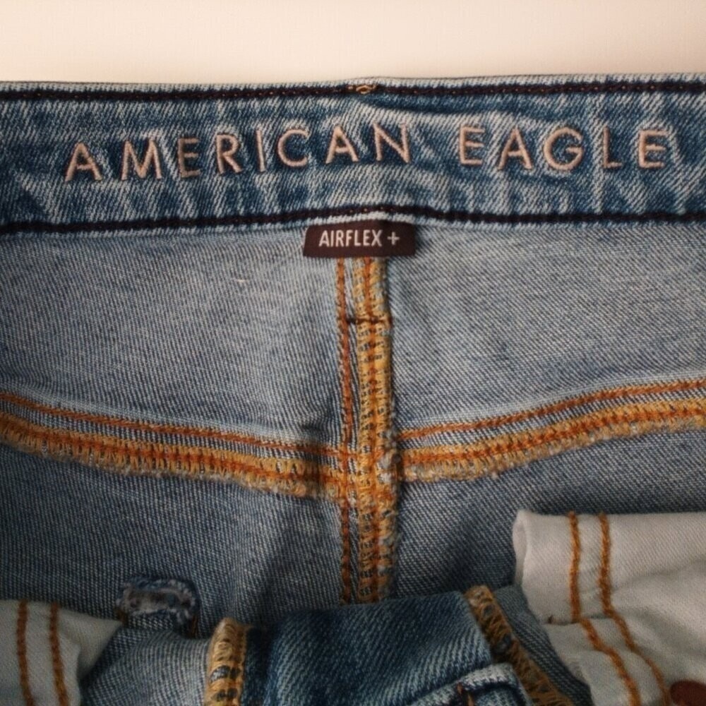 American Eagle Mens Airflex+ Jeans Light Blue Size 30x32 Distressed Slim Denim - Picture 4 of 10